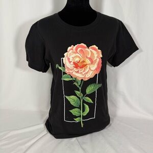 Shawn Mendes Tour Short Sleeve Tee with Pink Rose Graphic